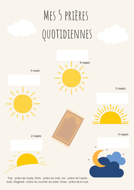 Affiche les 5 prière quotidienne
